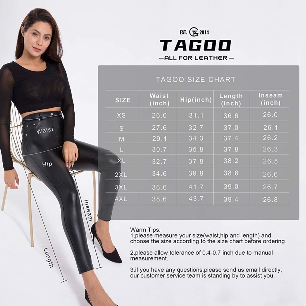 AMAZON | Tagoo Faux Leather Leggings for Women High Waisted Pleather - Picture 11 of 11